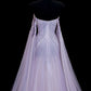 Fairy Luxury Dreamy Style Light Purple Tulle Strapless Train Gown - Starlight Theme Dinner & Ball Dress gh6562