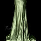 Robe de soirée longue en satin vert rétro, élégante et raffinée, avec bretelles perlées, longueur au sol, robe de bal, robe de remise de diplôme, gh4002