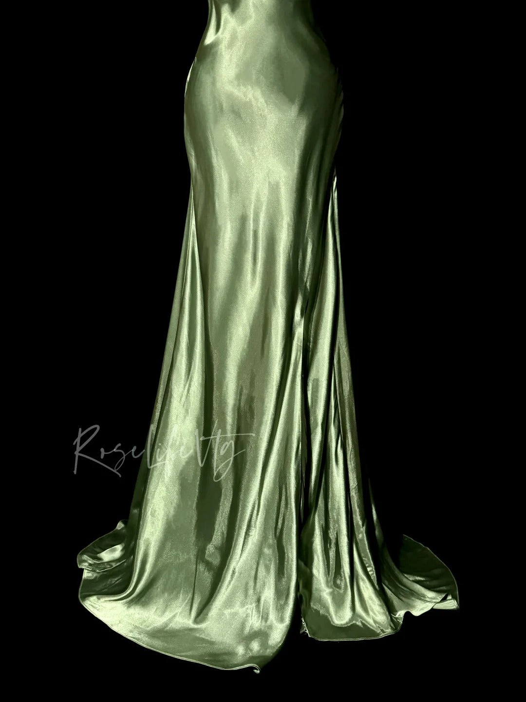 Robe de soirée longue en satin vert rétro, élégante et raffinée, avec bretelles perlées, longueur au sol, robe de bal, robe de remise de diplôme, gh4002