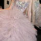 Pink Luxurious And Exquisite Pearl Embellishment Long Chiffon Mermaid Slim Fit Evening Gown gh6758
