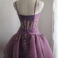 Lila Retro Palast Puffy Short Homecoming Kleid Prinzessin Kleid Taft Satin Organza handgefertigte Perlen Erwachsene Zeremonie Geburtstagsparty gh4373