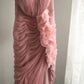 Rosa elegantes einzigartiges langes Tüll-Schrägschnitt-unregelmäßiges Plissee-Fischschwanz-Ballkleid-Dinnerparty-Abendkleid-Hochzeits-Erwachsenenzeremonie-Geburtstagsparty gh4079