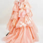 Girlhomeshops - Blau/Rosa Blumenmuster, modisch, wunderschön, elegant, lang, gestuftes Tüll-Ballkleid gh5323