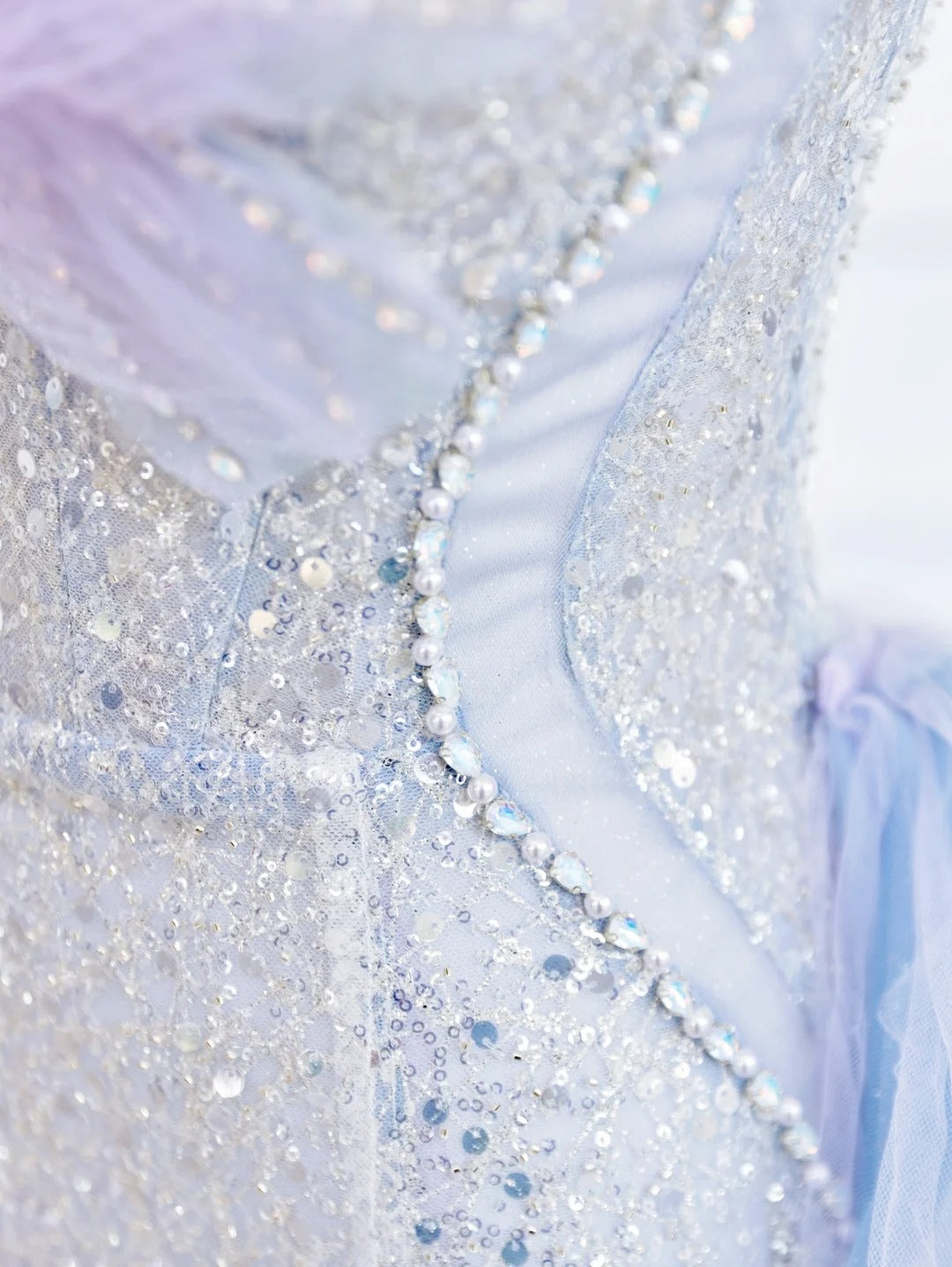 🦋Blauer Schmetterling, wunderschön glänzend, elegant, mit Pailletten besetzt, langes Meerjungfrau-Ballkleid aus Tüll, gh4272
