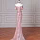 Rosa Schöne Elegante Satin Lange Meerjungfrau Schlank Bodenlangen Ballkleid Abendkleid Ballkleid gh4204