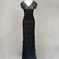 girlhomeshops-Black Vintage Beaded Long Lace Dress gh6243