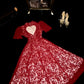 Exquisites kurzes rotes Spitzenkleid/Cocktailkleid/Geburtstagskleid gh6818