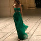 Green strapless fashionable and elegant long sheer evening gown gh6755