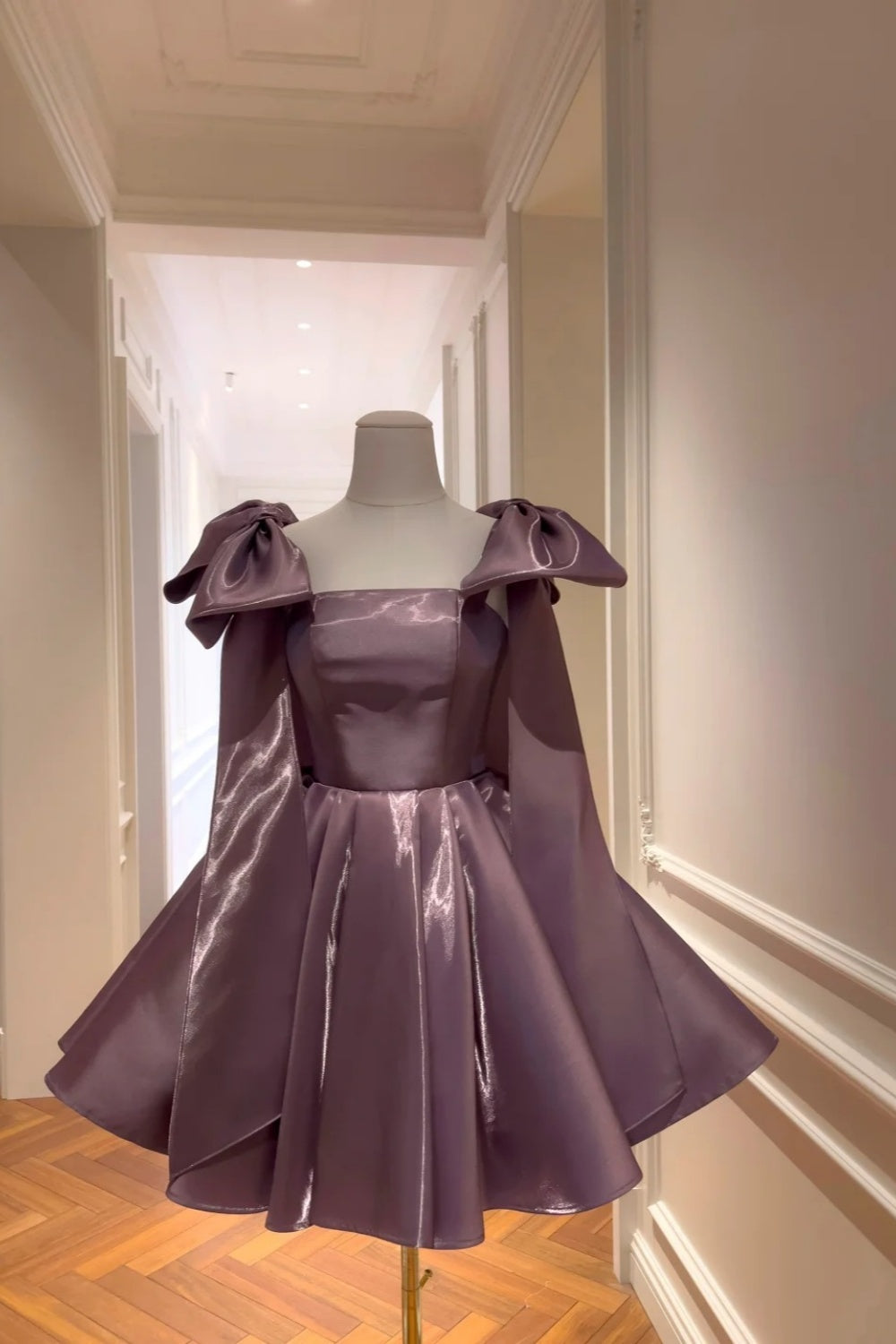Glitzerndes lila Puffrock-Kurzes Geburtstagskleid/Abendkleid gh6795