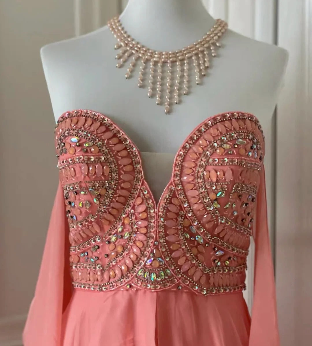✨Robe de soirée longue en mousseline de soie rose fantaisie déesse grecque gh4269