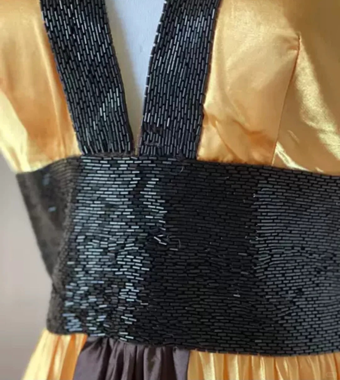 Robe de soirée longue en satin jaune à perles exquises, robe de bal tendance, gh4267