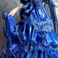 Une magnifique robe de bal longue en tulle bleu scintillant gh6848