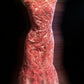 Rose lace long tulle evening gown gh6851