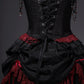 Girlhomeshops-Black red elegant long corset tulle prom dress evening gown gh5345