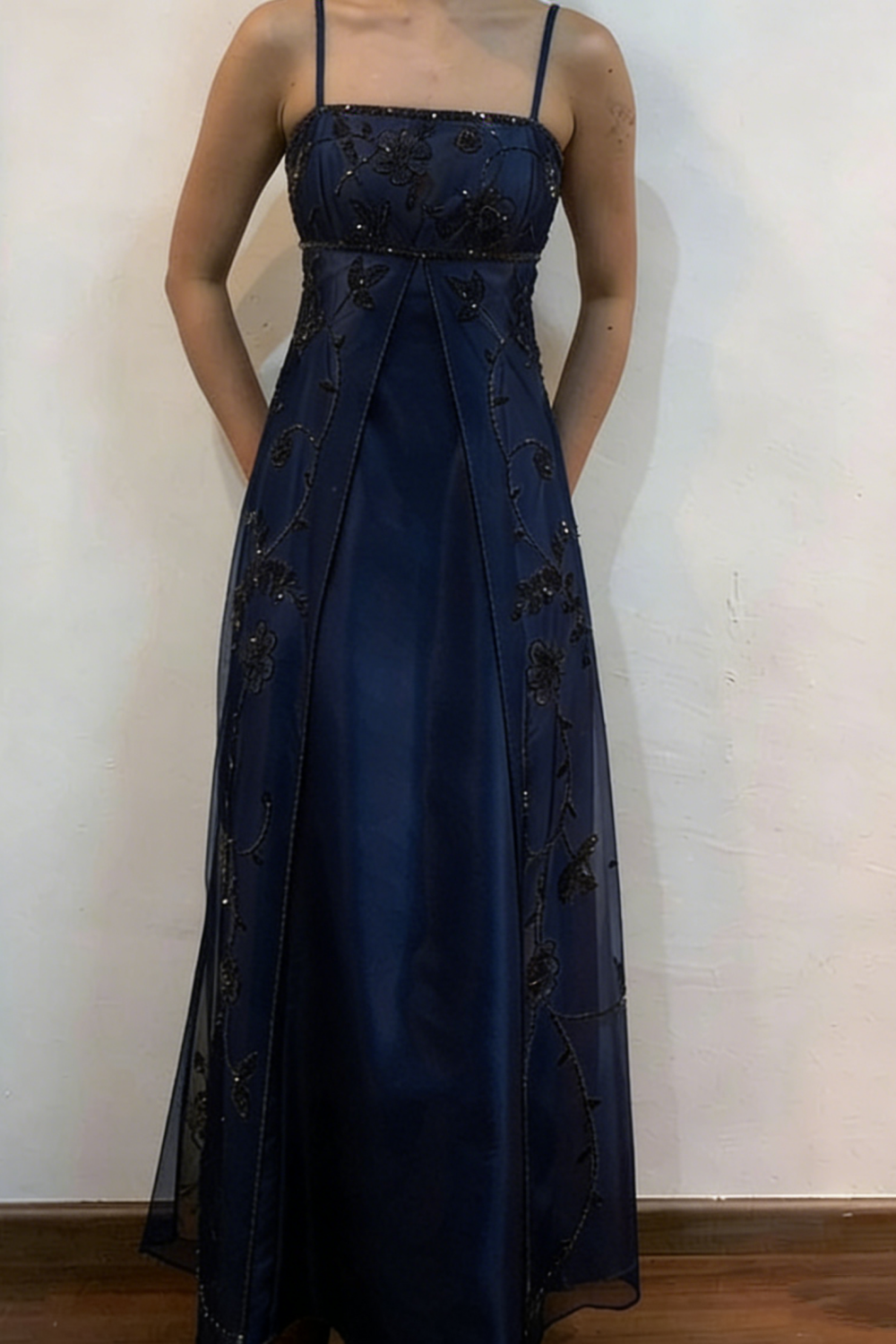 Robe de soirée longue en tulle, élégante et tendance, à bretelles spaghetti, style bal de promo, marron, gh3590