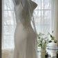 Ivory White Elegant Fashion Exquisite Floral Beading Long Chiffon Ball Gown Evening Dress Party Dress gh4006