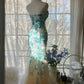 Blaues, wunderschönes, glänzendes, exquisites, perlenbesetztes, langes Chiffon-Tüll-Pailletten-Ballkleid, Abendkleid, Partykleid, Geburtstagskleid, Verabredungskleid, gh4162