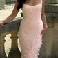 girlhomeshops-Rosa florales langes Satin-Tüll-Ballkleid gh5947