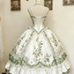 Green and White Rose Rococo Palace Dress gh6781