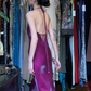 Plum Purple Halter U-Neck Long Formal Gown High Slit Satin Mermaid Evening Dress gh9666