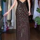 Dark Brown Vintage Prom Dress Halter Deep V Chevron Sequin Beaded Chiffon Long Evening Gown gh9605