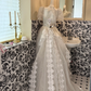 Ivory Square Neck Waist-Cinched Full Flared Vintage Romantic Dress, Wedding Gown gh7538