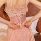 Pink Sweet Stylish Elegant Mid Length Exquisite Lace Satin Homecoming Dress Prom Dress Evening Dress Wedding Guest Party Dress Graduation Dress gh4071