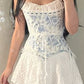 girlhomeshops-- Blue floral elegant short chiffon homecoming dress for girls garden party dress blue and white porcelain gh5721