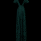 Dark Green Vintage Jacquard Maxi Gown, Square Neck, Cap Short Sleeves, All‑Over Floral Scroll Jacquard Fabric, Fitted Waist Sheath Maxi Silhouette, Retro Noble Evening Prom Photoshoot Dress gh8865