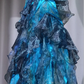 ✨Girlhomeshops-Peacock Blue Layered Ruffle Mermaid Prom Dress Beaded Lace Evening Gown gh9987