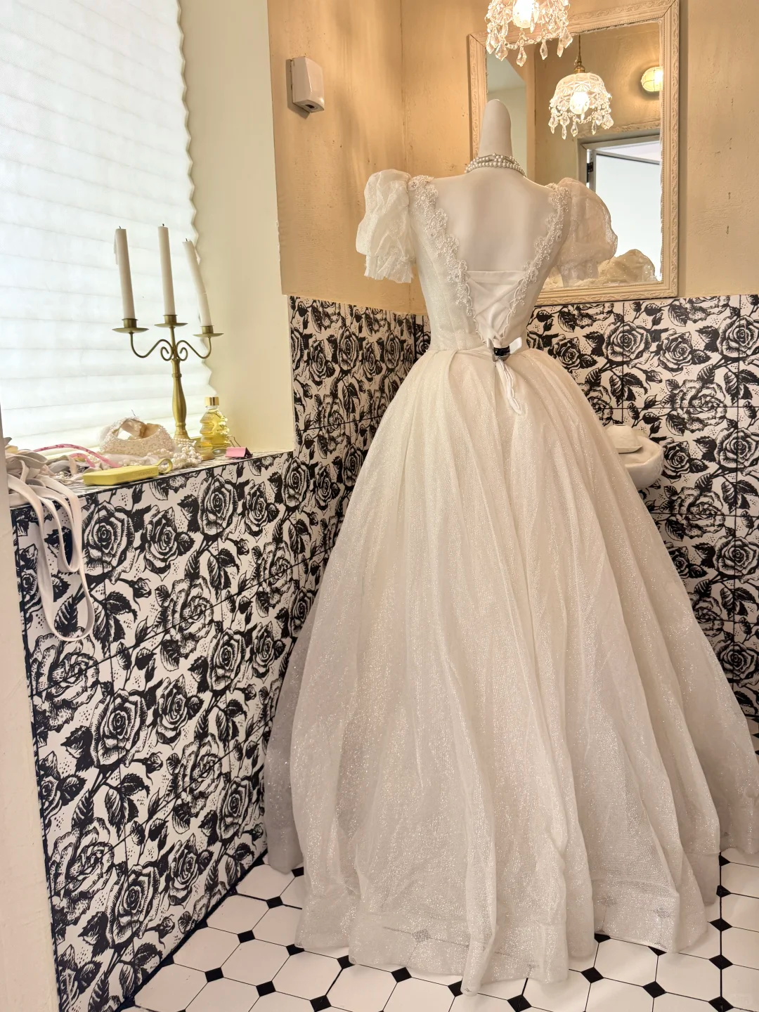 Ivory Puff Sleeve Square Neck Waist-Cinched Full Flared Skirt Elegant Classic Romantic Dress, Wedding Gown gh7746