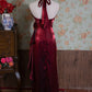 Robe de soirée longue dos nu à fleurs délicates et brillantes, jaune/vert/bordeaux, robe de fête d'anniversaire gh3385