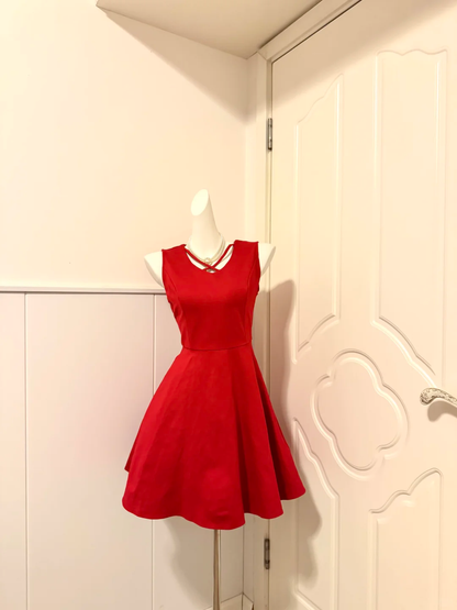 Red Homecoming Dress Sleeveless Crisscross V Neck A-Line Cocktail Party Gown gh9367