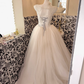 Ivory Sleeveless Beaded Exquisite Classic Cinched Waist Voluminous Skirt Long Romantic Dress, Wedding Gown gh7801