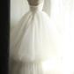 Strapless Ball Gown Wedding Dress, Sweetheart Neck Lace Embroidery 3D Floral Appliqué Two‑Layer Tulle Bridal Gown gh9123