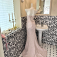 Light Pink Strapless Waist-Cinched Figure-Flattering Bodycon Sexy Elegant Romantic Dress, Wedding Gown gh7768