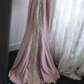 Dusty Pink Sleeveless Mermaid Evening Gown, V‑Neck Illusion Lace Beaded Applique Fitted Long Formal Party Dress gh9106