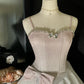 Rosa funkelndes, kurzes Satin-Heimkehrkleid mit Barbie-Prinzessin, Ballkleid, gh4631