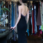 Black Halter Sweetheart Long Formal Gown Purple Rhinestone Beaded Mermaid Evening Dress gh9668