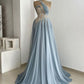 Blue gorgeous shiny beaded long tulle sexy elegant floor-length ball gown evening dress gh3276