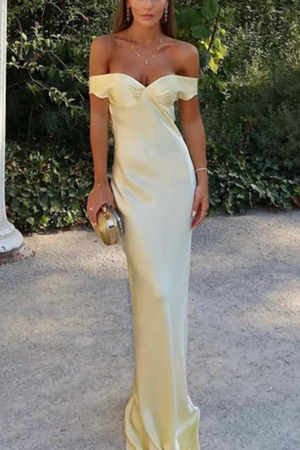 girlhomeshops--Wedding Guest Dress Yellow Stylish Simple Long Satin Prom Dress gh5630