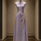 ✨Girlhomeshops-Lavender Beaded Wisteria Midi Cheongsam Qipao gh10435