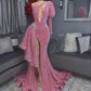 Pink/red Gorgeous Shiny Elegant Long Slit Sexy Floor-Length Train Ball Gown Evening Dress Party Dress gh3249