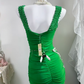 Green Cowl Neck Mermaid Long Evening Gown, Beaded Strap Ruched Formal Prom Dress gh9283
