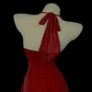 Wine‑Red Sparkly Mermaid Evening Gown, Halter Deep‑V Neck Backless Design, Ruched Waist Detail, Side Tiered Ruffle Trim, Fitted Mermaid Floor‑Length Skirt, Retro Formal Prom Photoshoot Party Dress gh8867