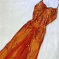 Orange Gorgeous Exquisite Beaded Spaghetti Strap Halter Neck Long Elegant Tulle Mermaid Slim Fit Ball Gown Evening Gown Party Dress gh3172