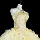 girlhomeshops-Gelbes langes, formelles Ballkleid aus Tüll im Prinzessinnenstil, Geburtstagskleid, Abschlusskleid gh6137