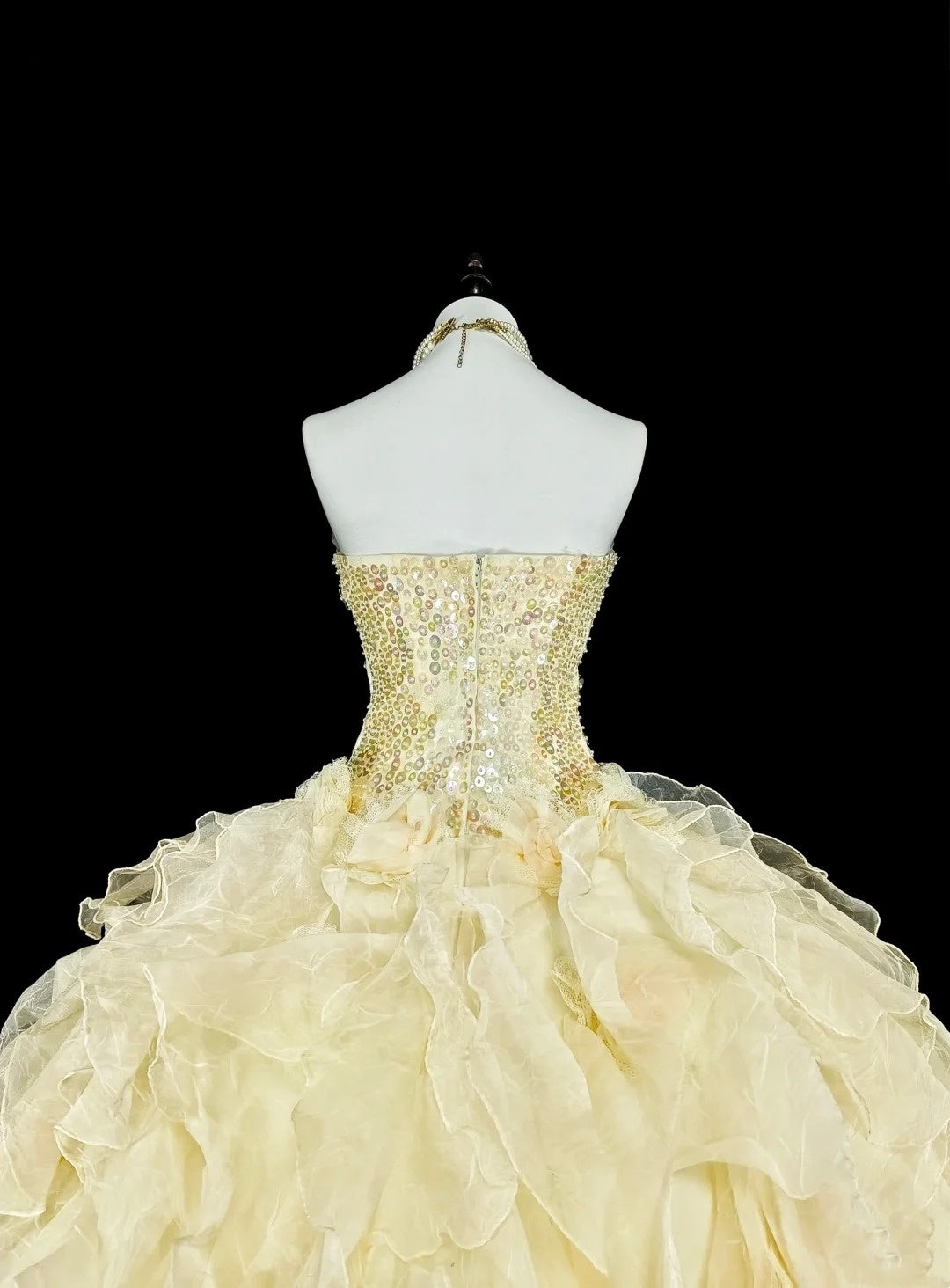 girlhomeshops-Gelbes langes, formelles Ballkleid aus Tüll im Prinzessinnenstil, Geburtstagskleid, Abschlusskleid gh6137