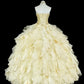 girlhomeshops-Gelbes langes, formelles Ballkleid aus Tüll im Prinzessinnenstil, Geburtstagskleid, Abschlusskleid gh6137