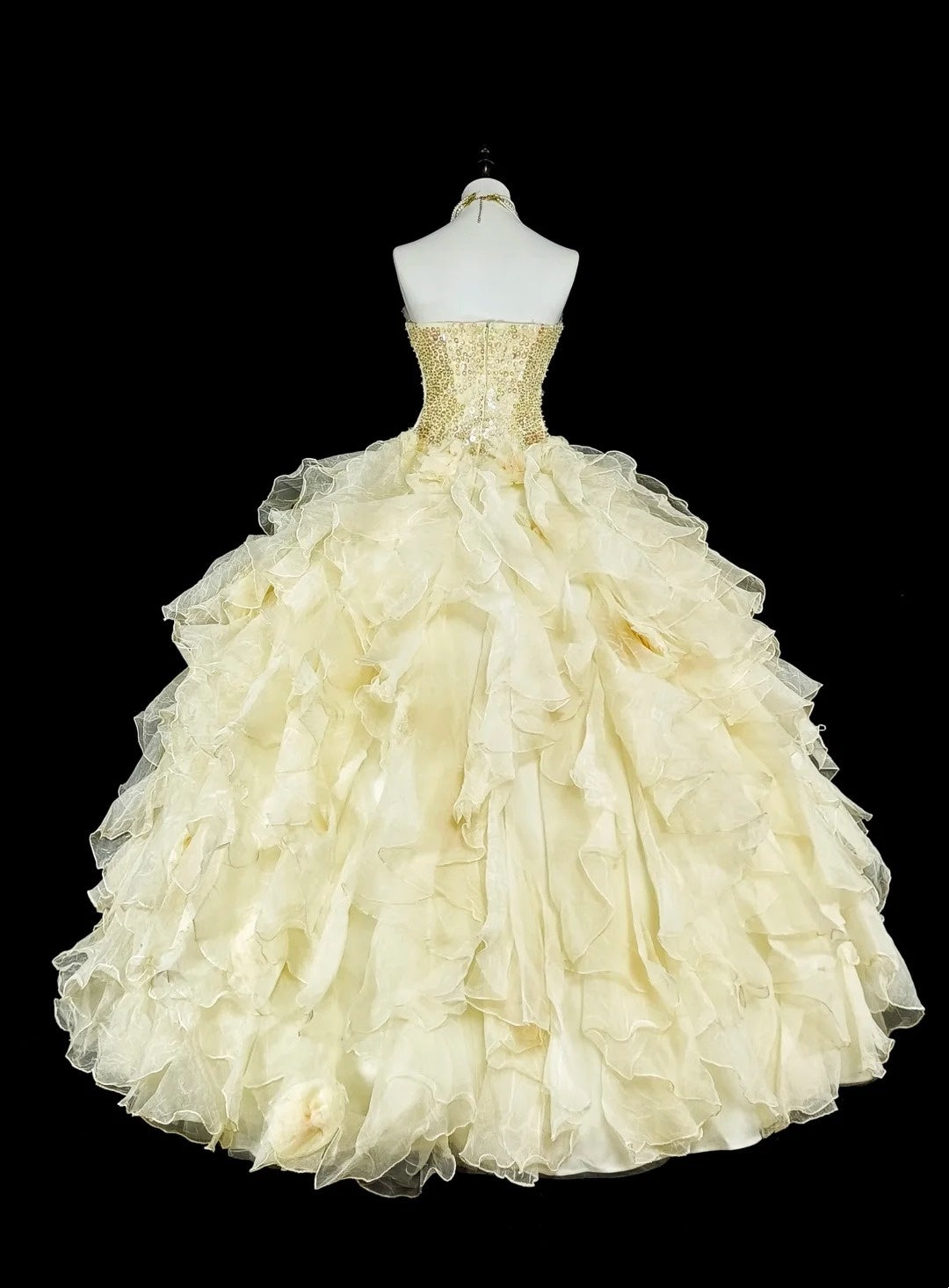 girlhomeshops-Gelbes langes, formelles Ballkleid aus Tüll im Prinzessinnenstil, Geburtstagskleid, Abschlusskleid gh6137